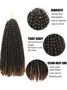 1入組彈力麻花鉤針人造發8英寸合成短捲髮接發 - 彩色 - 查看 4