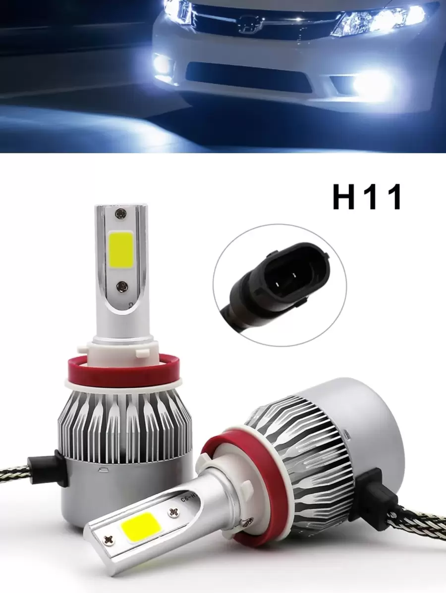 LED Conversion Headlight Bulb Kit H11 6000k 12v Car - White - View 1