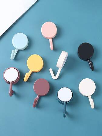 10入組/套塑料粘合掛鉤，強力粘合衣架，廚房和浴室無孔牆壁粘合掛鉤，多色塑料掛鉤-適用於廚房和浴室強力粘合衣架掛鉤-粘合掛鉤，強力粘合衣架，廚房和浴室無孔牆壁粘合劑鉤子