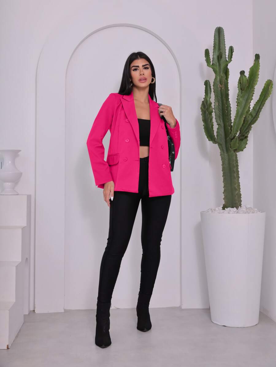 Women Blazers - 玫紅色 - 查看 1
