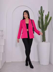 Women Blazers - 玫紅色 - 查看 4