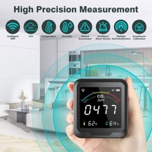 CO2 Detector, With Alarm Function WiFi Smart Air Monitor High Accurate Sensor Carbon Dioxide Detector CO2 Monitor Temperature Humidity Digital CO2 Meter - Black - View 2