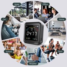 CO2 Detector, With Alarm Function WiFi Smart Air Monitor High Accurate Sensor Carbon Dioxide Detector CO2 Monitor Temperature Humidity Digital CO2 Meter - Black - View 9
