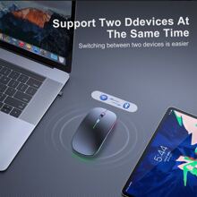 Ratón mouse  Inalámbrico Recargable Bluetooth y inalambrico.,Modo Dual Delgado 2.4 - Rosa - Ver 3