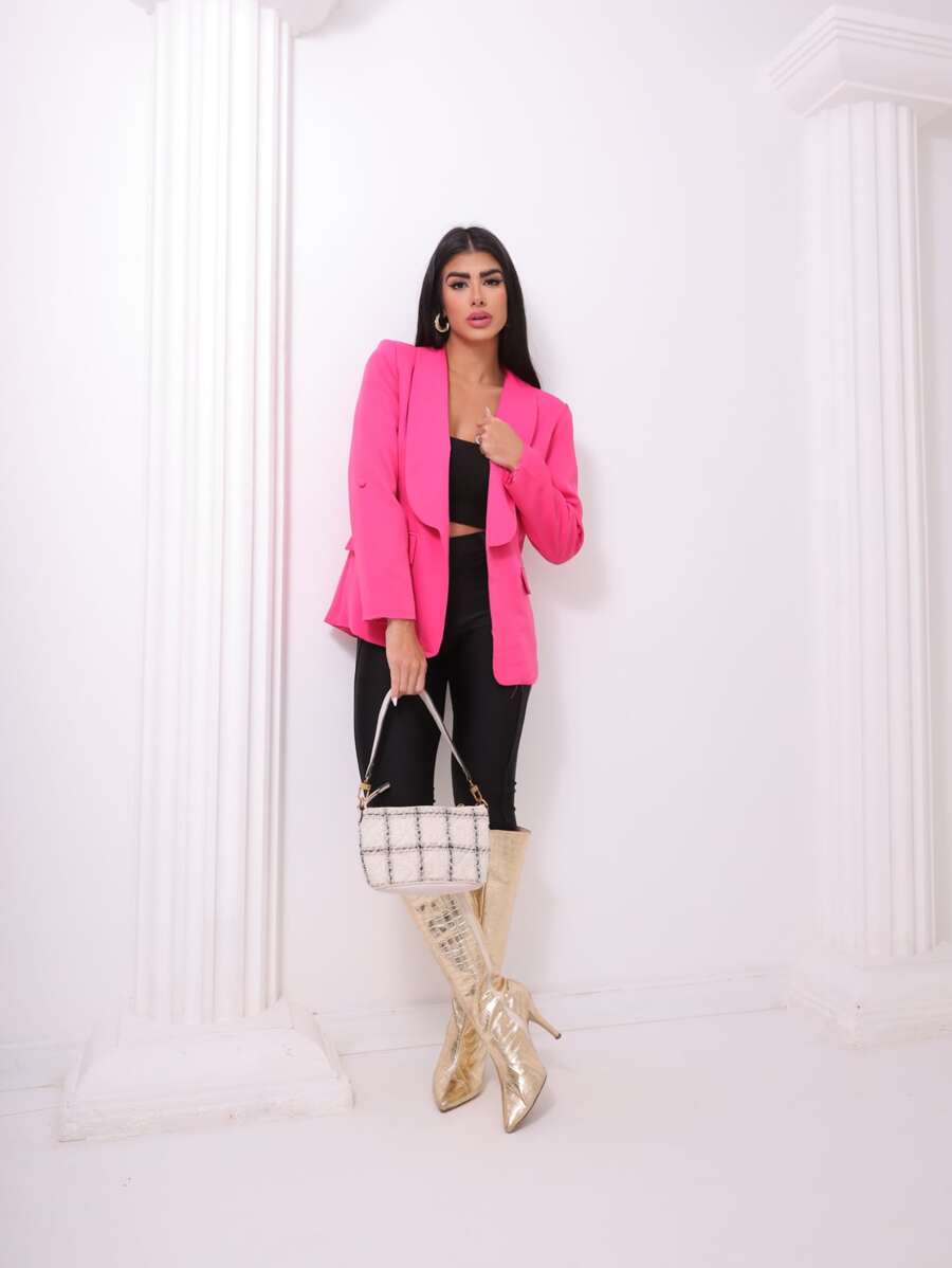 Women Blazers - 玫紅色 - 查看 1