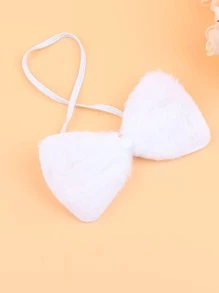 3 piezas con oreja de conejo adorno fiesta Diadema & corbata de lazo Set - Blanco - Ver 3