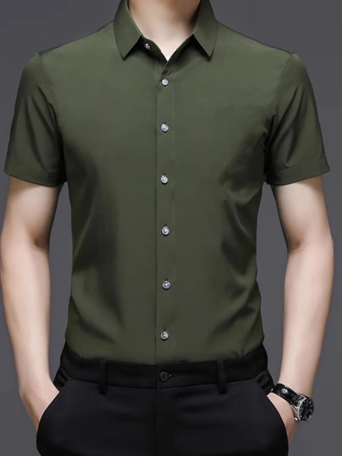 Men Shirts - Army Green - View 1