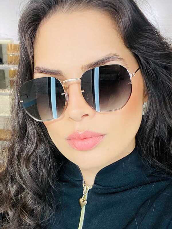 ILOOK Óculos de Sol Feminino Hexagonal Versão Luxo Lentes com Proteção Sobrepostas Blogueira Várias Cores