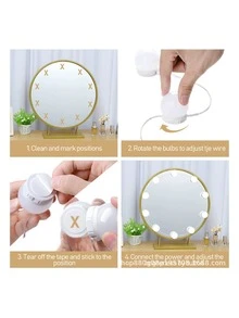 10 Focos luces Led Tocador Vanity Para Espejo De Maquillaje Iluminado 3 variaciones de luz USB - Blanco - Ver 4