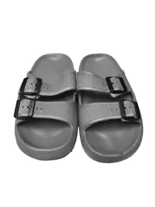 Minimalist Two Buckle Flip Flop Sandal - Grey - View 1