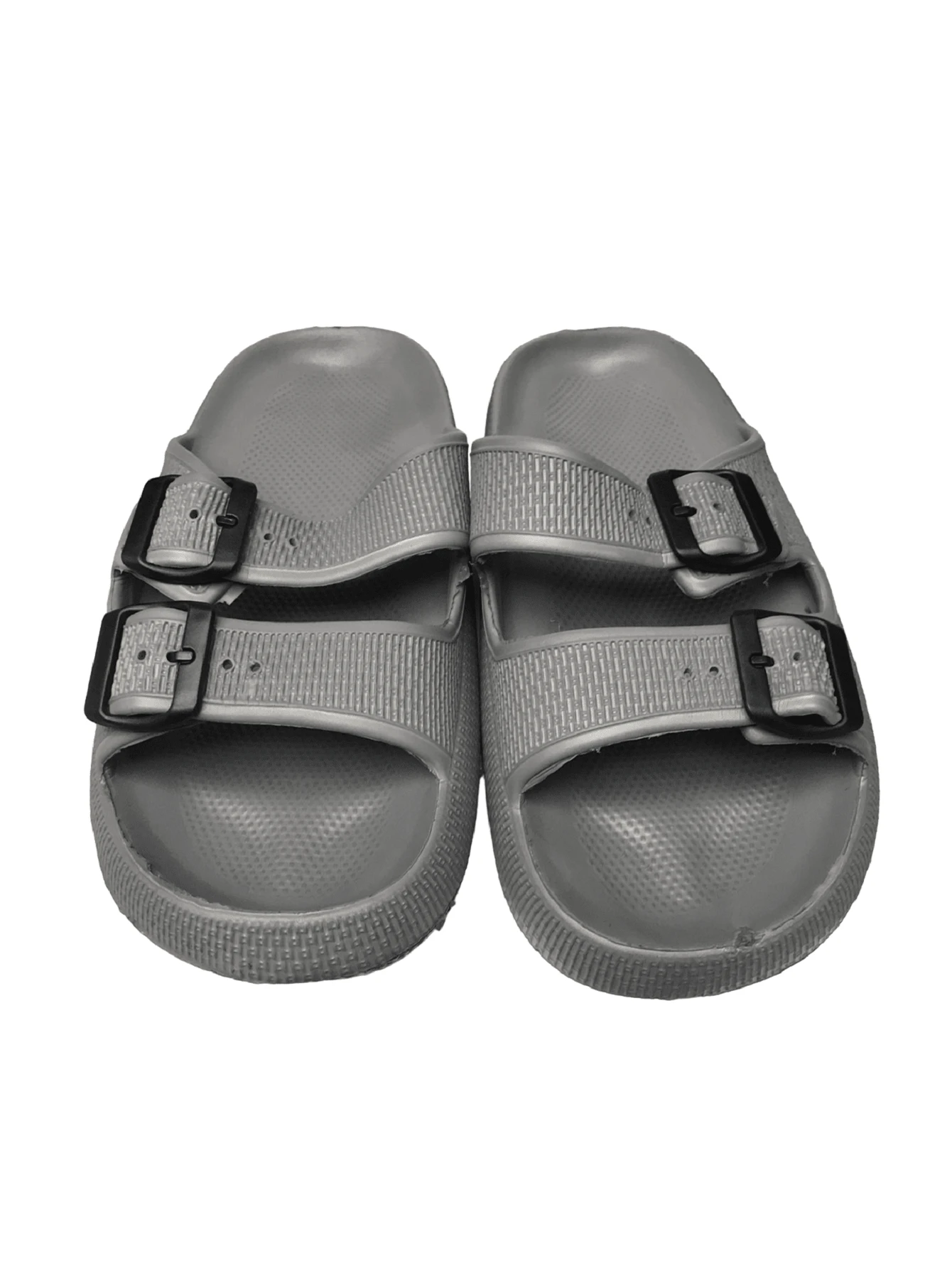 Minimalist Two Buckle Flip Flop Sandal - Grey - View 1