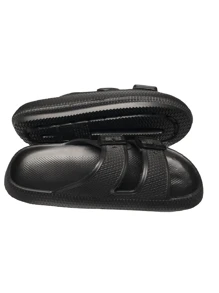 Minimalist Two Buckle Flip Flop Sandal - Black - View 4