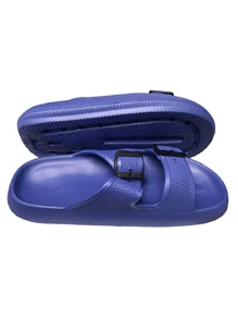 Minimalist Two Buckle Flip Flop Sandal - Blue - View 4