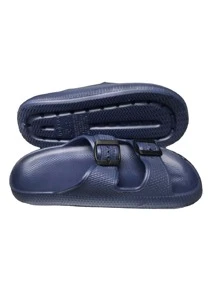 Minimalist Two Buckle Flip Flop Sandal - Navy Blue - View 4