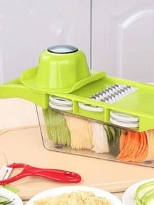 6 In 1 Multifunctional Mandoline Slicer Grater Kitchen - Lime Green - View 2