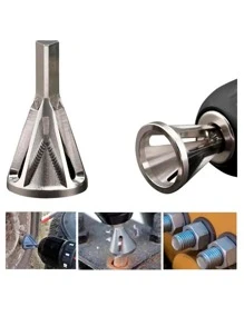 Vmingo 1 Pieza Herramienta Chaflan Desbarbado Tornillo Biselado Acero Inoxidable Chaflan Externo Desbarbador Taladro - Plateado - Ver 1