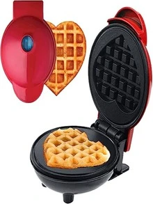 Mini Electric Waffle Maker For Heart Waffles Non-Stick Electric - 紅色 - 查看 5