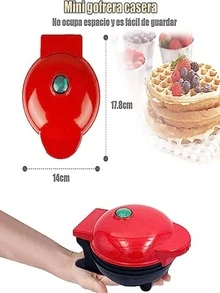 Mini Electric Waffle Maker For Heart Waffles Non-Stick Electric - 紅色 - 查看 3