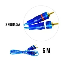 Cable Rca Audio Auto  2 Plug Macho Oro Azul 6 Metros - Azul - Ver 4