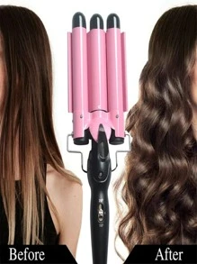 waflera rizadora para cabello ondas tipo sirena - Rosa - Ver 3