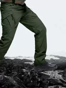 Pantalones Tácticos Impermeables de 9 bolsillos dobles profundos, bolsillos delanteros pequeños - Verde militar - Ver 5