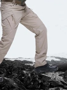 Pantalones Tácticos Impermeables de 9 bolsillos dobles profundos, bolsillos delanteros pequeños - Café integral - Ver 5