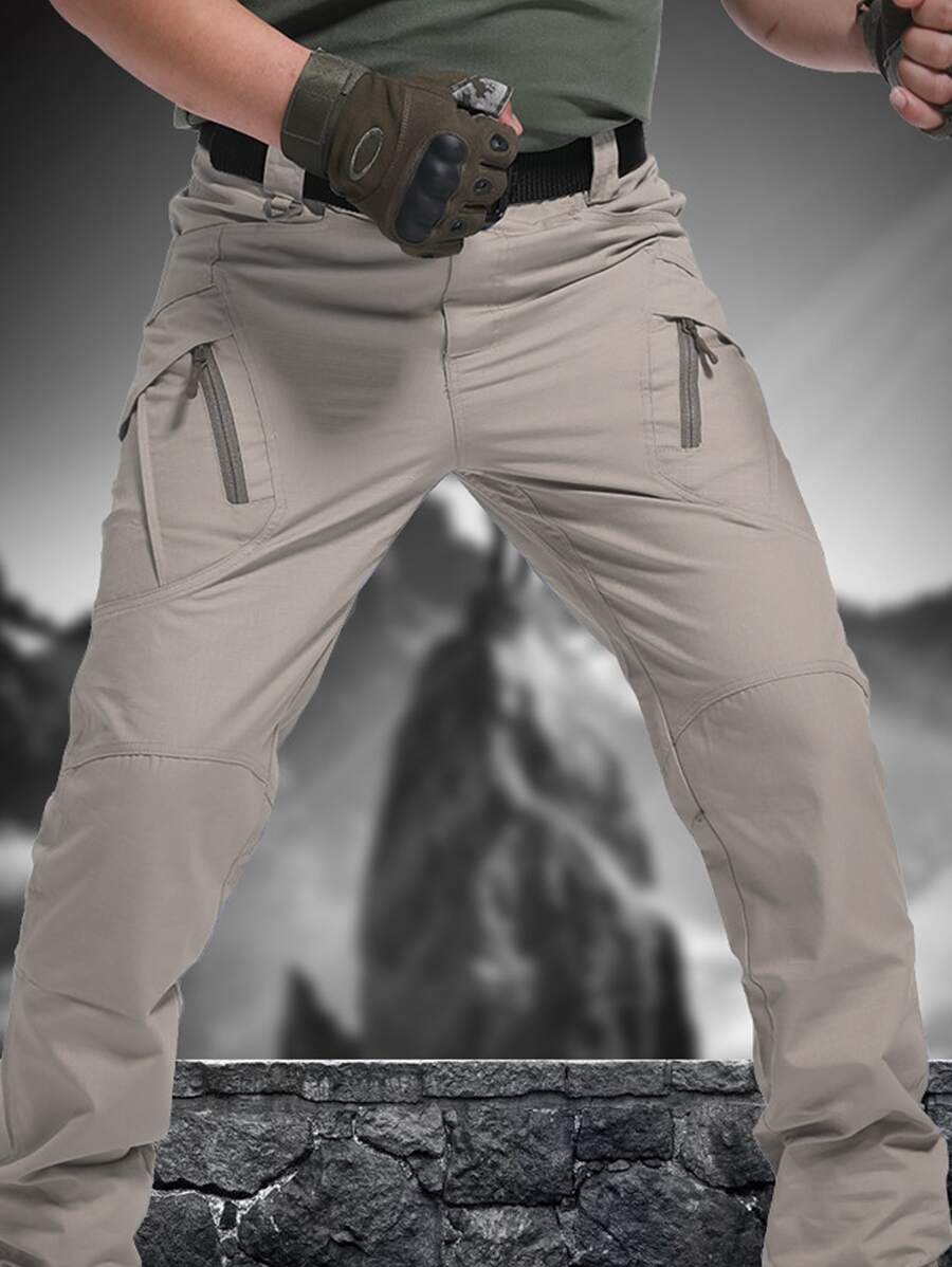 Pantalones Tácticos Impermeables de 9 bolsillos dobles profundos, bolsillos delanteros pequeños - Café integral - Ver 1