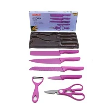 SET DE CUCHILLOS CON TIJERAS Y PELADOR MORADO - Morado - Ver 2