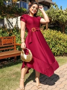 Women Dresses - Burgundy - View 2