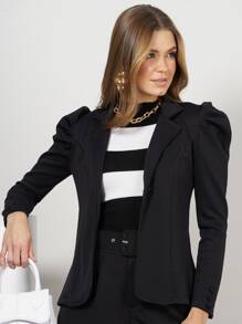 BELLA ELISA HA021 Blazer Manga Bufante com Botão forrado/chic/ dia -dia/dia das maes/moda inverno/tecido neoprne/CASACO/Social/princesa