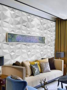 1pc Geometric Pattern Wall Paper - White - View 3