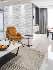 1pc Geometric Pattern Wall Paper - White - View 2