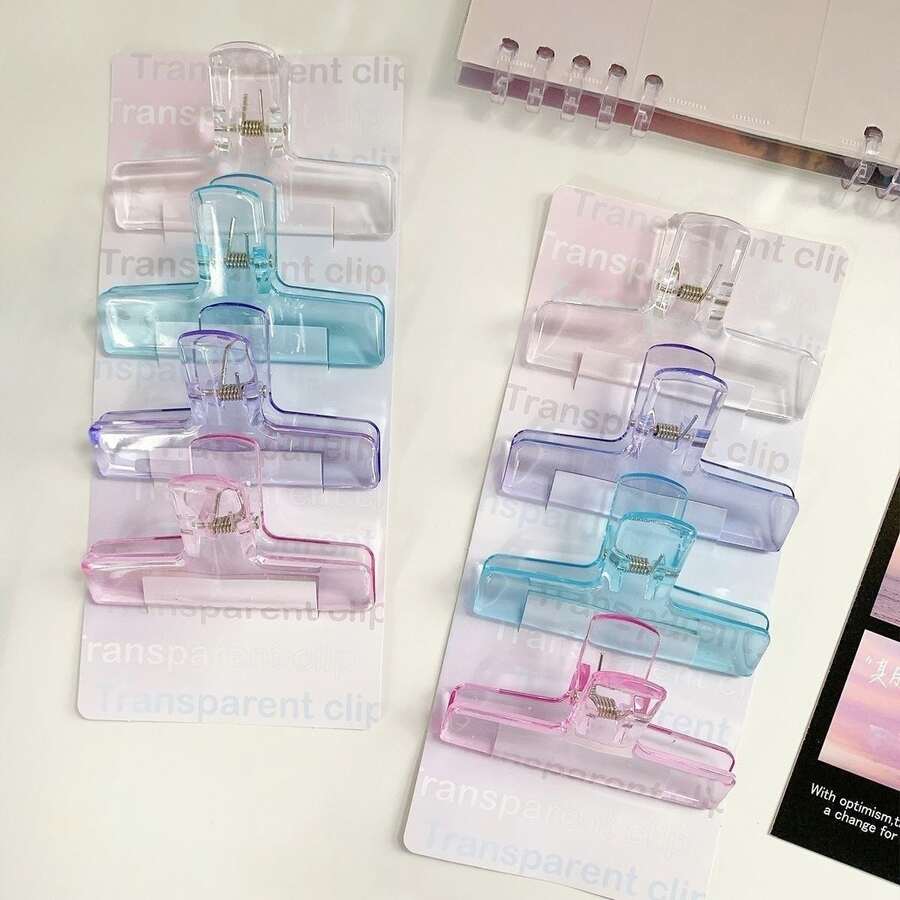 4pcs Clear Plastic Binder Clip - Clear - View 1