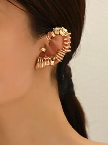 10pcs Gothic Punk Style Fashion Personalized Exaggerated Metallic Ear Cuff For Women & Couples - Yellow Gold - View 3