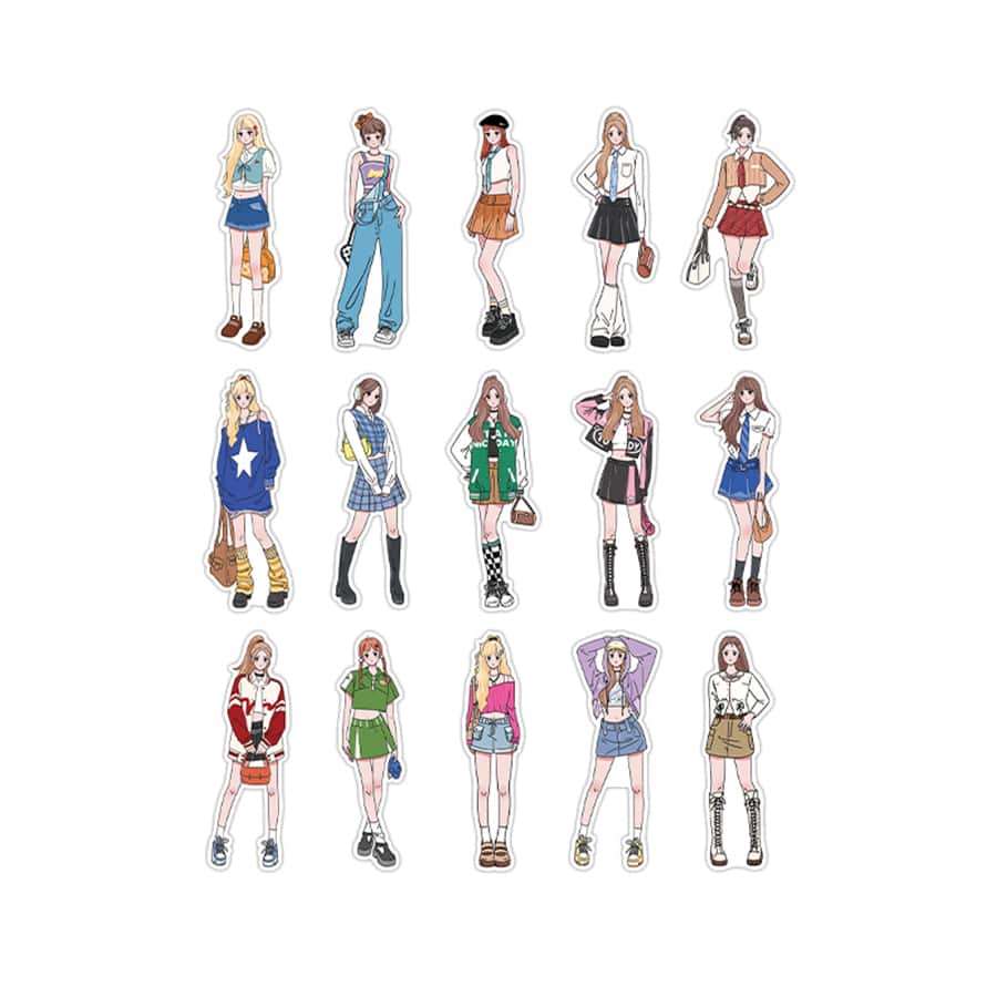 30pcs Romantic Life Series Cartoon Character Diary Decoration Sweet Asia Sticker - Army Green - View 1