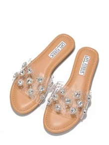 Glamorous Gem-Embellished Women's Sandals - Perfect For Beach Outfits & Dresses For Women - ROANA - Màu be - Xem 3