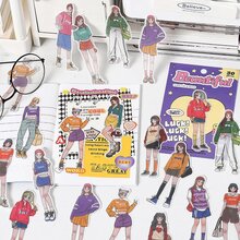 30pcs Romantic Life Series Cartoon Character Diary Decoration Sweet Asia Sticker - Army Green - View 5