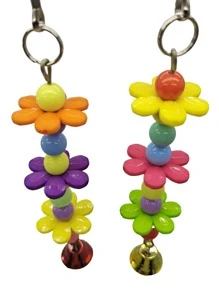 1入組隨機色串珠花朵形狀鸚鵡玩具適用於咬和玩 - 彩色 - 查看 3