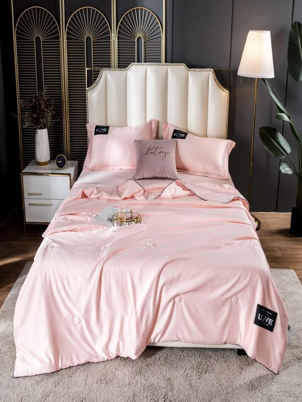 Letter Patch Decor Bedspread Set Without Filler