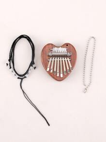 1入組8鑰匙迷你卡林巴拇指鋼琴木頭小可穿戴樂器吊墜手指鋼琴適用於成年人兒童初學者禮物 - 紅木色 - 查看 6