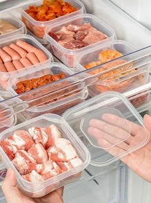 1 pieza refrigerador Congelador carne Caja de almacenamiento - Blanco - Ver 1