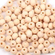 1包diy 4-50mm天然木珠圓形間隔木質仿珍珠無鉛球鏈釦手工飾品配件1-1000個 - 杏色 - 查看 2