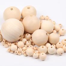 1包diy 4-50mm天然木珠圓形間隔木質仿珍珠無鉛球鏈釦手工飾品配件1-1000個 - 杏色 - 查看 1