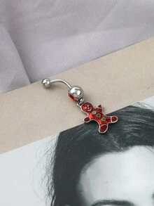 Oil Drip Style Stainless Steel Red Character Belly Button Ring - Red - View 1