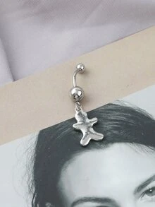 Oil Drip Style Stainless Steel Red Character Belly Button Ring - Red - View 2