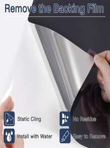 1 卷單向窗戶隱私膜窗戶著色膜適用於家庭辦公室防曬熱控制窗戶著色靜電粘附反光鏡膜,黑色銀色 - 黑色 - 查看 7