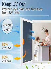 1 卷單向窗戶隱私膜窗戶著色膜適用於家庭辦公室防曬熱控制窗戶著色靜電粘附反光鏡膜,黑色銀色 - 黑色 - 查看 4