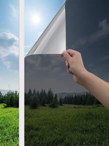 1 卷單向窗戶隱私膜窗戶著色膜適用於家庭辦公室防曬熱控制窗戶著色靜電粘附反光鏡膜,黑色銀色 - 黑色 - 查看 3