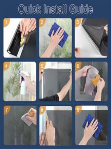 1 卷單向窗戶隱私膜窗戶著色膜適用於家庭辦公室防曬熱控制窗戶著色靜電粘附反光鏡膜,黑色銀色 - 黑色 - 查看 10