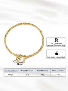 925純銀靈活平底人字形蛇手鏈女士生日週年禮物 - 金黃色 - 查看 6